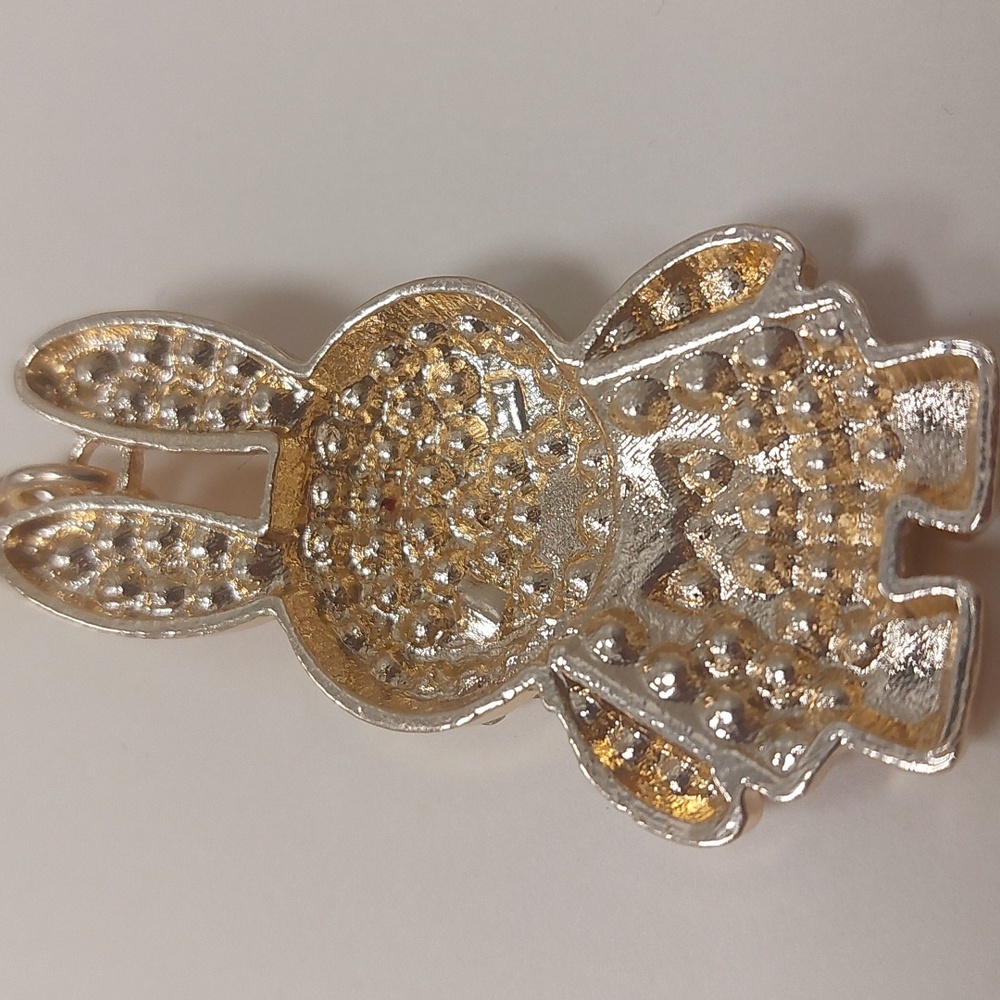 Gold Tone Rhinestone Bunny Rabbit Key Chain Purse Charm - Picture 6 of 16